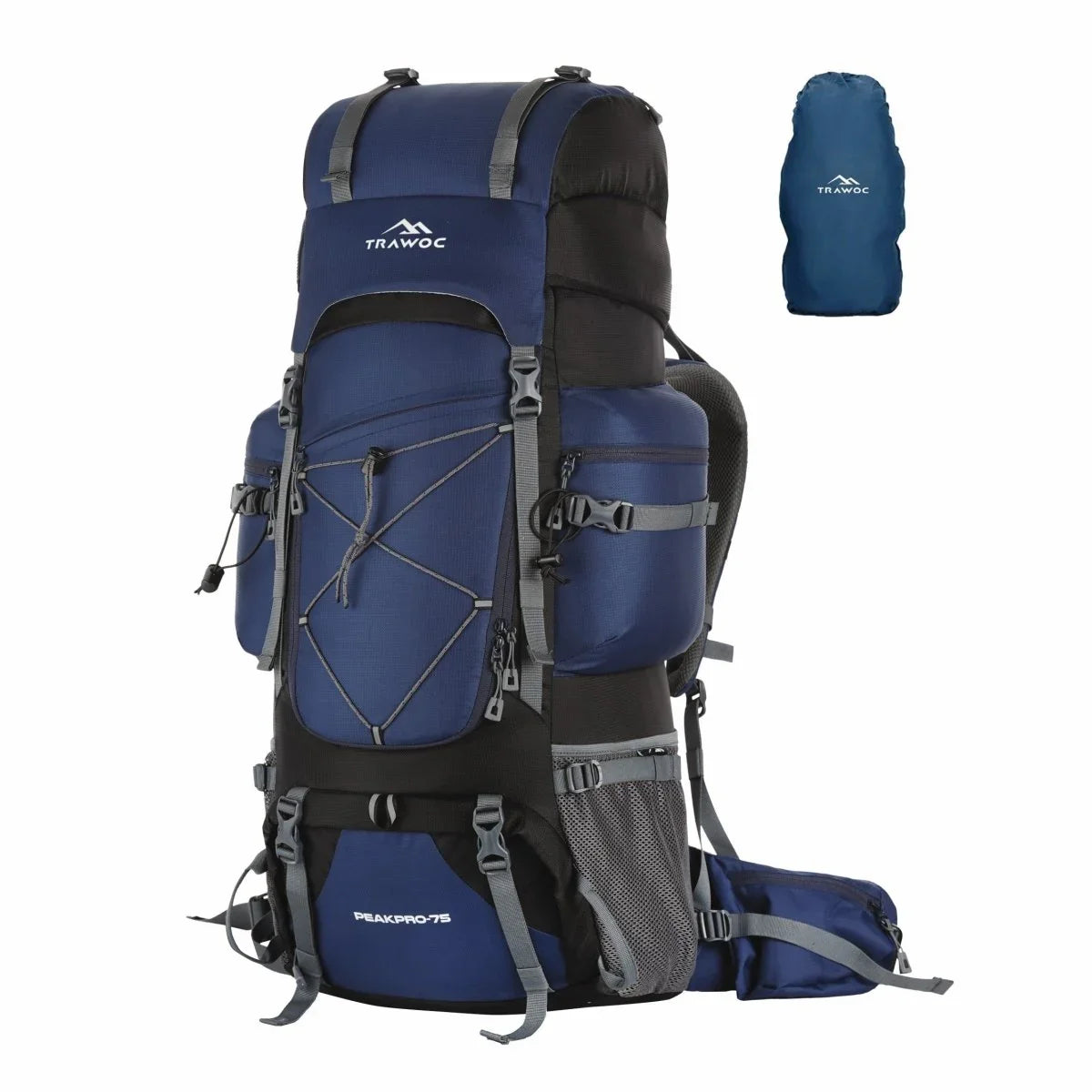 Peakpro 75 L Backpack featuring with Laptop Compartment & with Shoe Compartment – Blue - TRAWOC
