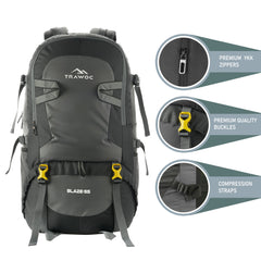 BLAZE 55 L Travel Backpack Daypack for Camping Hiking Trekking -grey