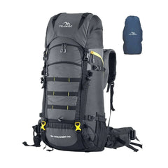 Skyranger 70 L Rucksack for Hiking & Travel with Ergonomic Shoulder Straps & Internal metal frame - Grey - TRAWOC