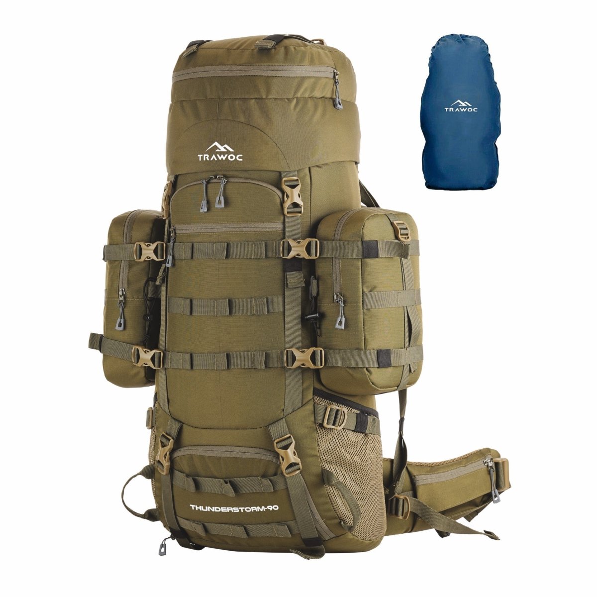 Thunderstorm 90L Rucksack for Men & Women with Shoe Compartment & Water - Resistant Fabric - Grey (Clearance Sale) - TRAWOC