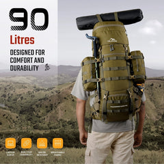 Thunderstorm 90L Rucksack for Men & Women with Shoe Compartment & Water - Resistant Fabric - Grey (Clearance Sale) - TRAWOC