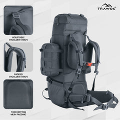 Thunderstorm 90L Rucksack for Men & Women with Shoe Compartment & Water - Resistant Fabric - Olivegreen (Clearance Sale) - TRAWOC