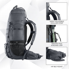 Triumph X 75 L Travel Backpack for Men & Women with Spacious Main Section & Shoe Compartment - Grey (Clearance Sale) - TRAWOC