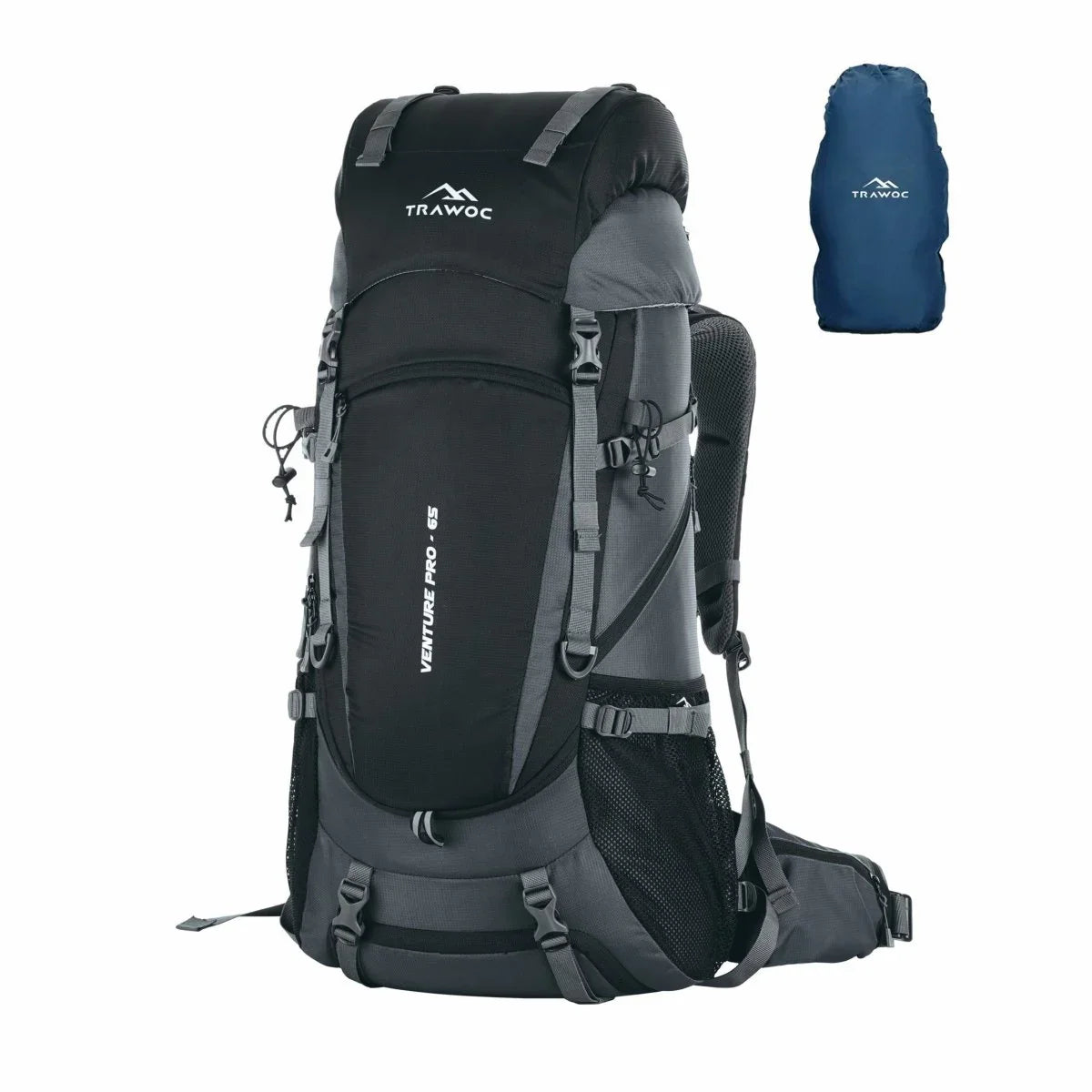 Venture Pro 65 L Travel Backpack with Rain Cover & with Laptop Compartment - Grey