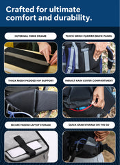 Trailmaster 80L Backpack for Hiking & Travel with Laptop Compartment & Multi-Pocket Design - NavyBlue