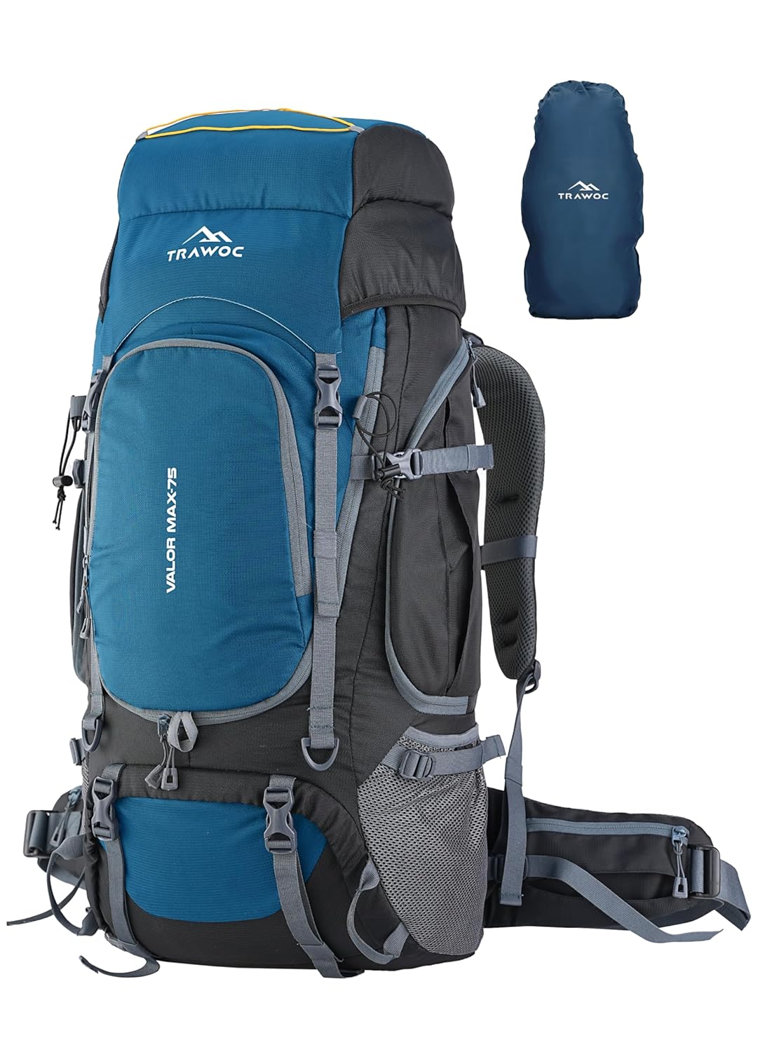 Valor Max 75 L Backpack with Ergonomic Shoulder Straps & Shoe Compartment-English Blue