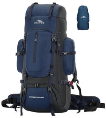 EXPEDITION 80L Rucksack with shoe compartment & Rain Cover - Navy Blue