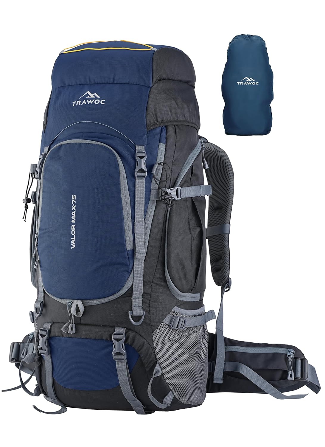 Valor Max 75 L Backpack with Ergonomic Shoulder Straps & Shoe Compartment - Navy Blue