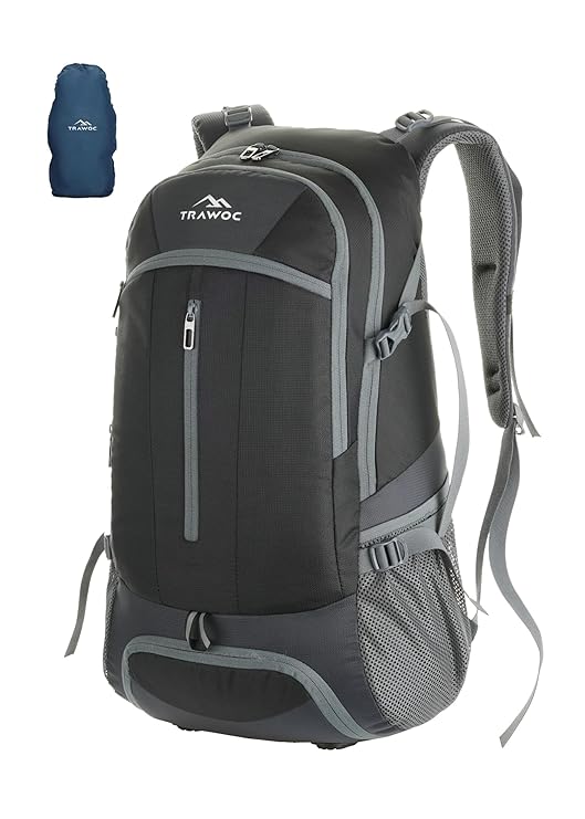 FALCON 40 l Travel Laptop Backpack for Men and Women with Rain Cover - Black