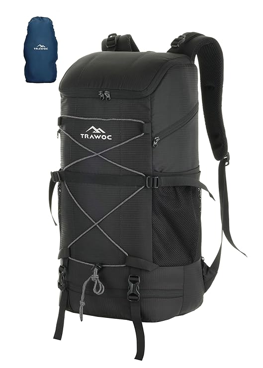 STEALTH 40L Backpack for Men and Women,with Rain Cover & Shoe Compartment - Black