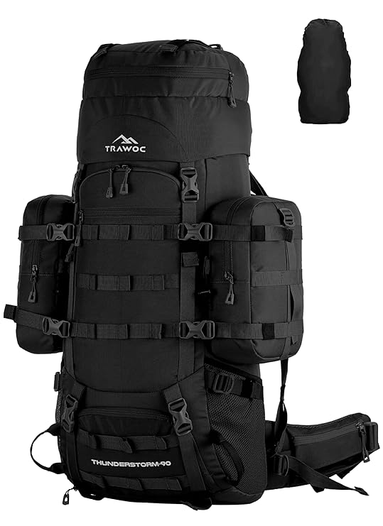 Thunderstorm 90L Rucksack for Men & Women with Shoe Compartment & Water-Resistant Fabric - black