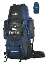 Wayfarer 80L Travel Backpack with Water-Resistant Fabric & Laptop Compartment - Navy Blue