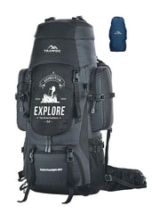 Wayfarer 80L Travel Backpack with Water-Resistant Fabric & Laptop Compartment – Grey