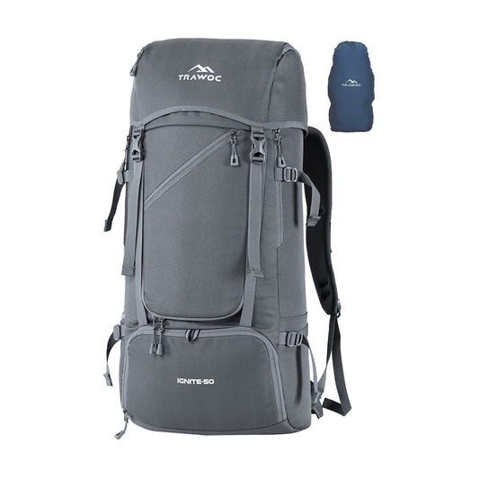 IGNITE 50 L travel Bag Front & Top Open Backpack with Rain Cover and Shoe Compartments-grey(clearance sale)