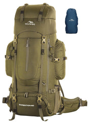 EXPEDITION 80L Rucksack with shoe compartment & Rain Cover - Olive Green