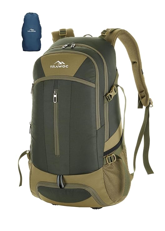 FALCON 40 l Travel Laptop Backpack for Men and Women with Rain Cover - Olive Green