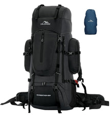 EXPEDITION 80L Rucksack with shoe compartment &  Rain Cover - Black