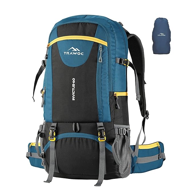 INVICTUS 60L Travel Backpack Hiking  Bag for Men & Women with Rain Cover-English Blue(clearance sale)