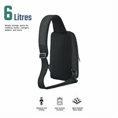 CARRIZ Versatile Sling Bag | Crossbody Travel & Hiking Daypack for Men & Women | Water Resistant | 2-Year Warranty (CRB01) - Black