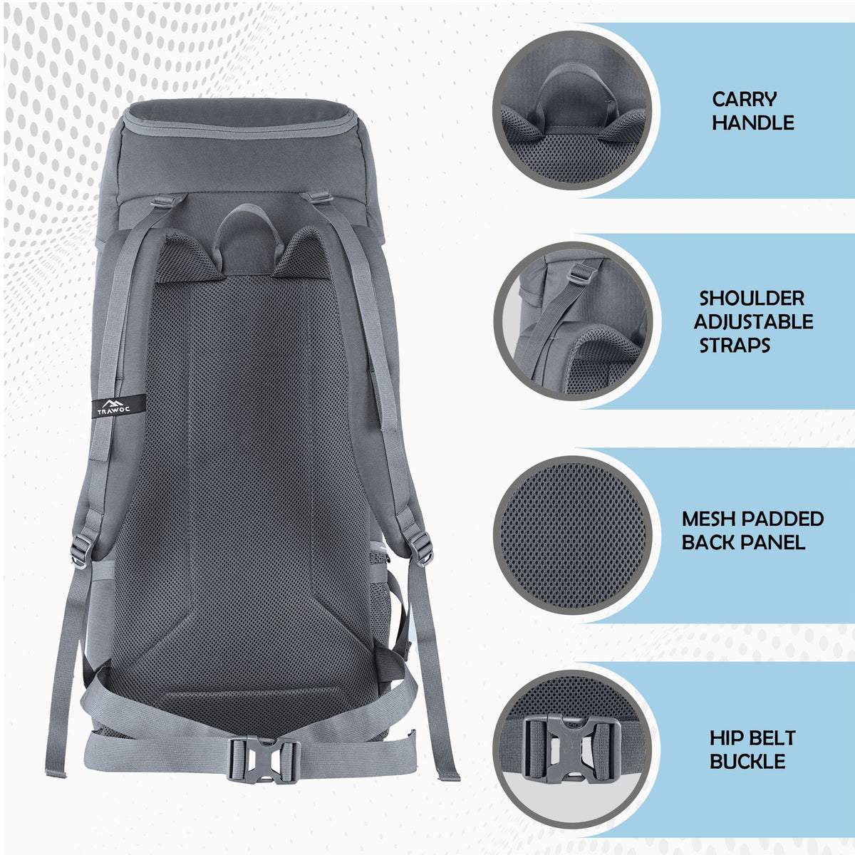 IGNITE 50 L travel Bag Front & Top Open Backpack with Rain Cover and Shoe Compartments - Grey