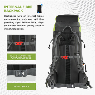 Terrabound 60 L Rucksack featuring  Shoe Compartment & Durable Zippers – Green
