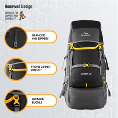 EMBER 60 L Travel Backpack Hiking Trekking Bag  for Men & Women-Grey(clearance sale)