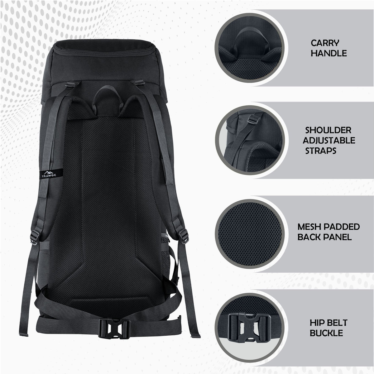 IGNITE 50 L travel Bag Front & Top Open Backpack with Rain Cover and Shoe Compartments-Black