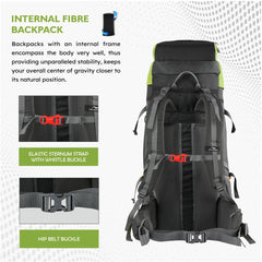 Terrabound 60 L Rucksack featuring  Shoe Compartment & Durable Zippers – Green(clearance sale)
