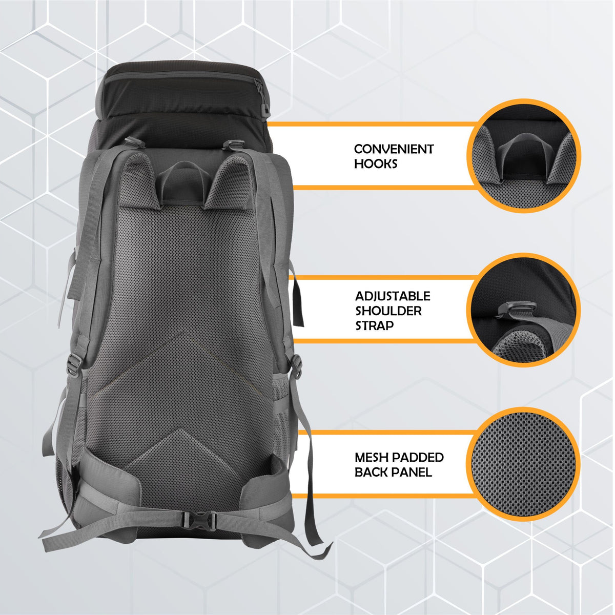 EMBER 60 L Travel Backpack Hiking Trekking Bag  for Men & Women-Grey