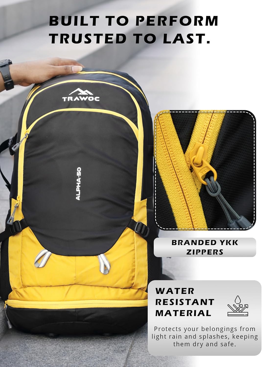 ALPHA 50 L Water Resistant Daypack Bag for Cycling, trekking - Yellow