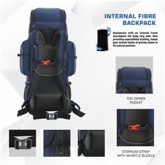 EXPEDITION 80L Rucksack with shoe compartment &  Rain Cover - Navyblue