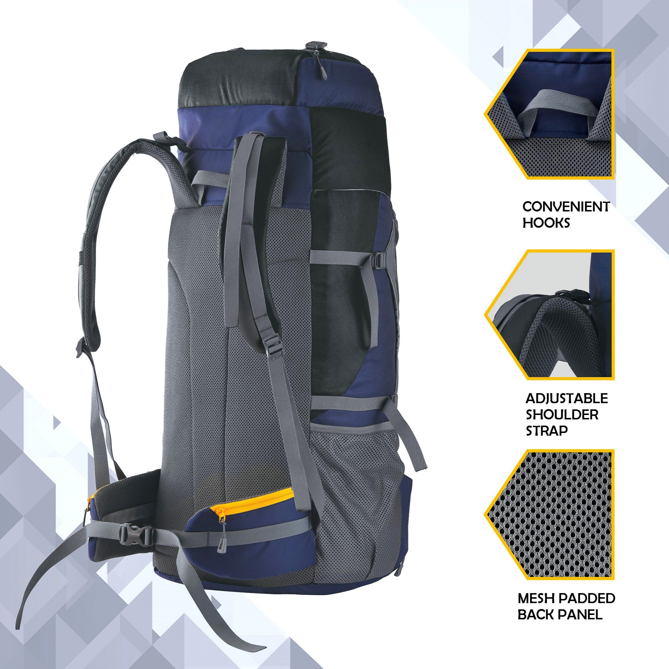 Aerolink 60 L Backpack with Lightweight Build & Water-Resistant Fabric - Black