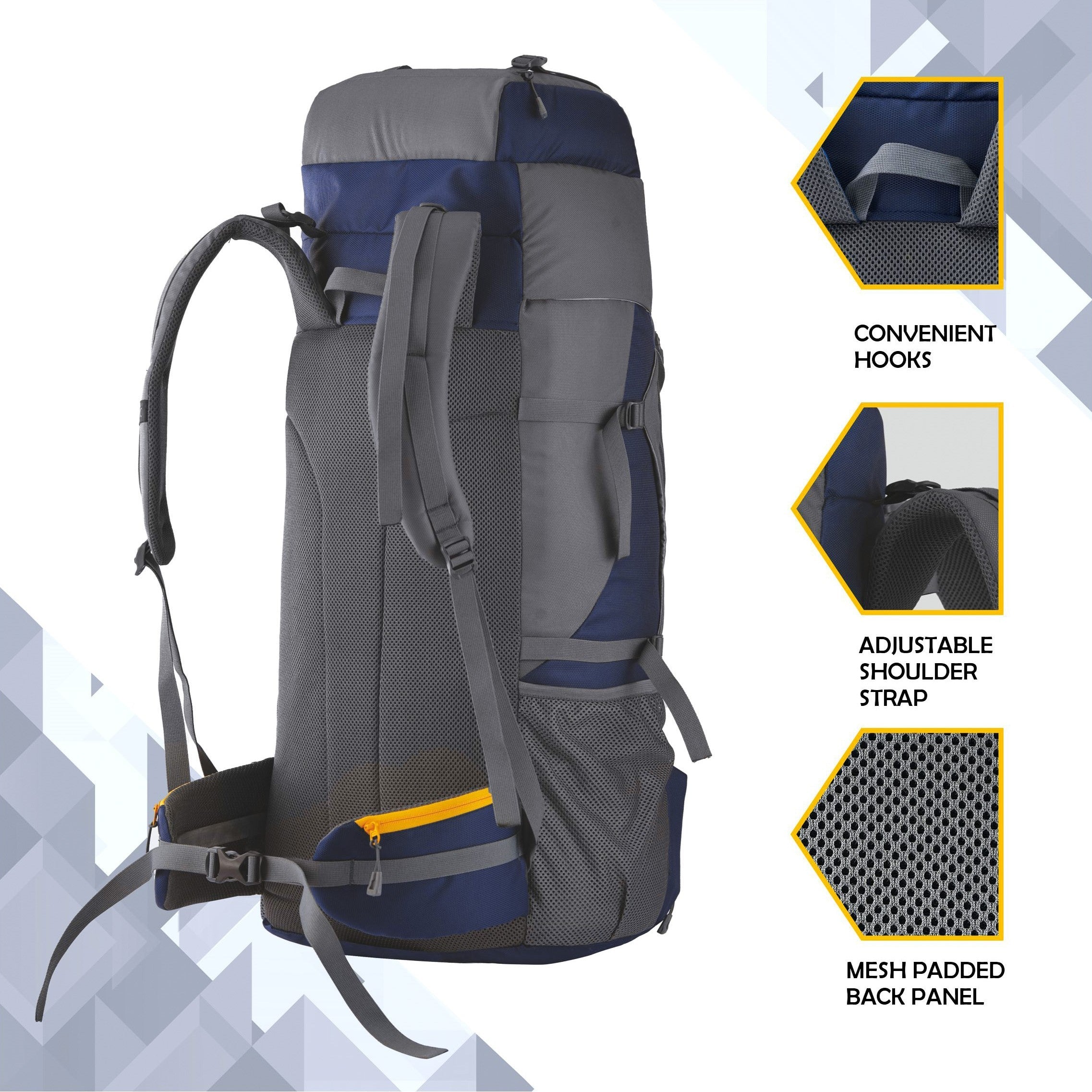 Aerolink 60 L Backpack with Lightweight Build & Water-Resistant Fabric - Grey