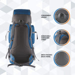 Vortex 60 L Travel Backpack with Laptop Compartment & Durable Zippers - English Blue