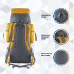 Vortex 60 L Travel Backpack with Laptop Compartment & Durable Zippers - Yellow