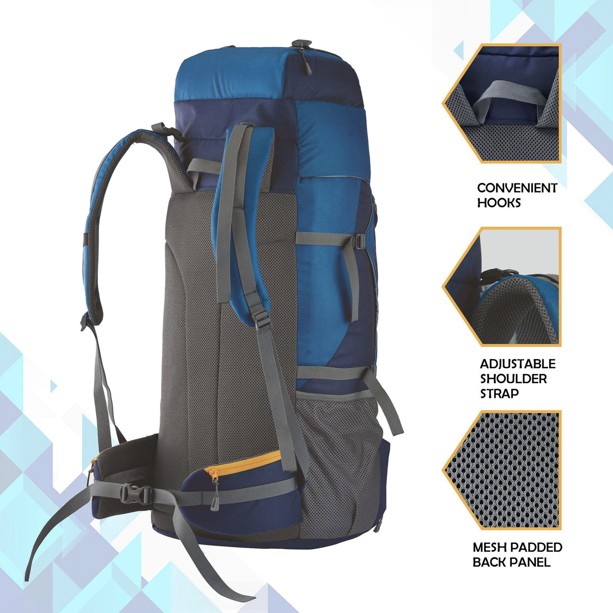 Aerolink 60 L Backpack with Lightweight Build & Water-Resistant Fabric - Blue