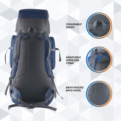 Vortex 60 L Travel Backpack with Laptop Compartment & Durable Zippers - Navy Blue