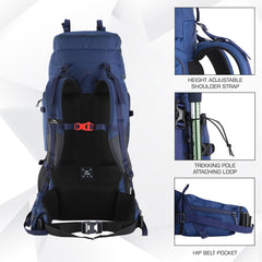 Triumph X 75 L Travel Backpack for Men & Women with Spacious Main Section & Shoe Compartment NavyBlue