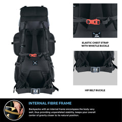 Peakpro 75 L Backpack featuring  Laptop Compartment & with Shoe Compartment – Black (Clearance Sale)