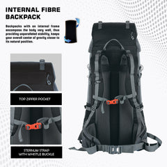 Venture Pro 65 L Travel Backpack with Rain Cover & with Laptop Compartment - Grey