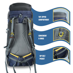 Airwave 60L Travel Backpack with Laptop Compartment & Ergonomic Shoulder Straps - Black