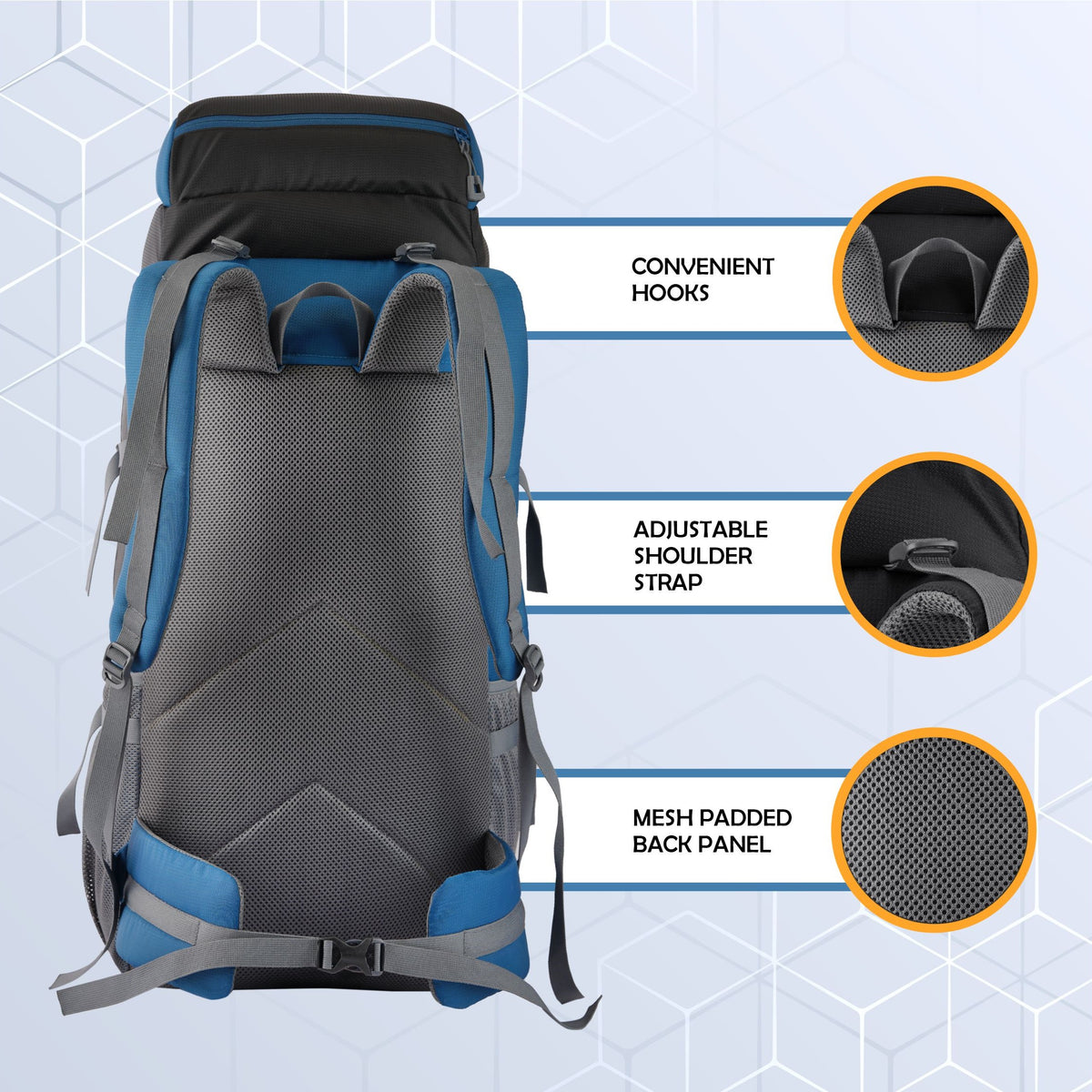 EMBER 60 L Travel Backpack Hiking Trekking Bag  for Men & Women-Englishblue