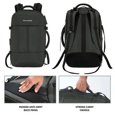 TPB01- 45L Laptop Bag  with Anti-Theft Lock, Expandable Storage, USB Charging, Suitcase-Style Opening - Grey