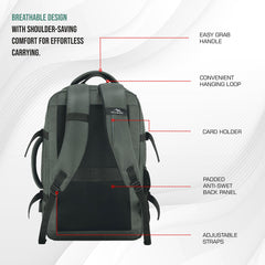 TPB02 - 25L Laptop Backpack with USB Charging Port for Men & Women-Uniform green