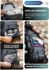 Wayfarer 80L Travel Backpack with Water-Resistant Fabric & Laptop Compartment – Grey