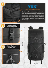 STEALTH 40L Backpack for Men and Women,with Rain Cover & Shoe Compartment - Black
