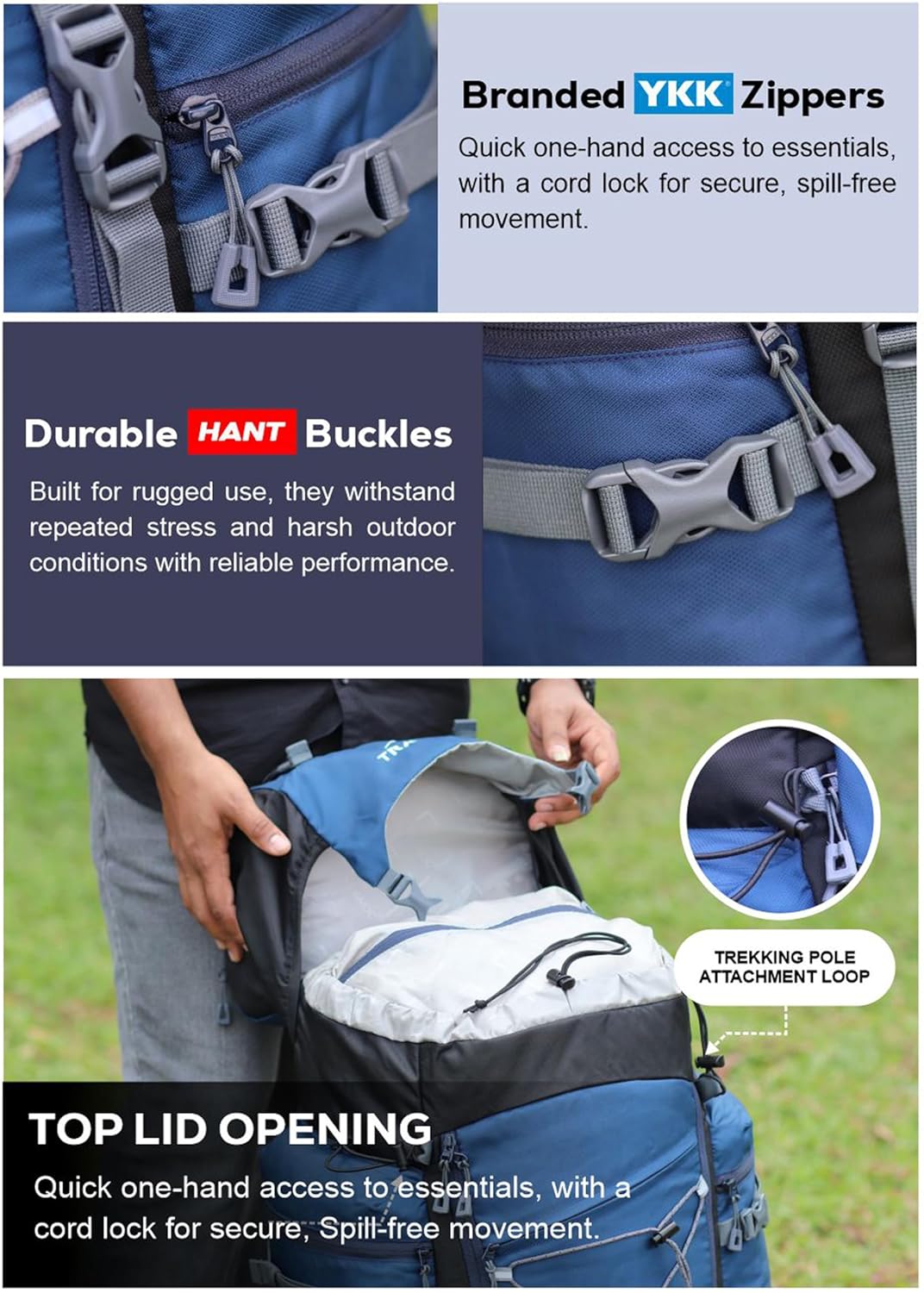 Peakpro 75 L Backpack featuring with Laptop Compartment & with Shoe Compartment – Blue