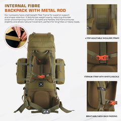 Thunderstorm 90L Rucksack for Men & Women with Shoe Compartment & Water-Resistant Fabric - Olivegreen