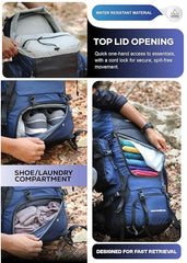 Wayfarer 80L Travel Backpack with Water-Resistant Fabric & Laptop Compartment – Navyblue