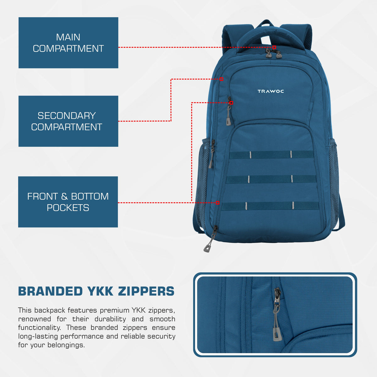 TPB05 - 35L  Office & Travel Bag with 16-Inch Padded Laptop Compartment, USB Charging Port - Englishblue